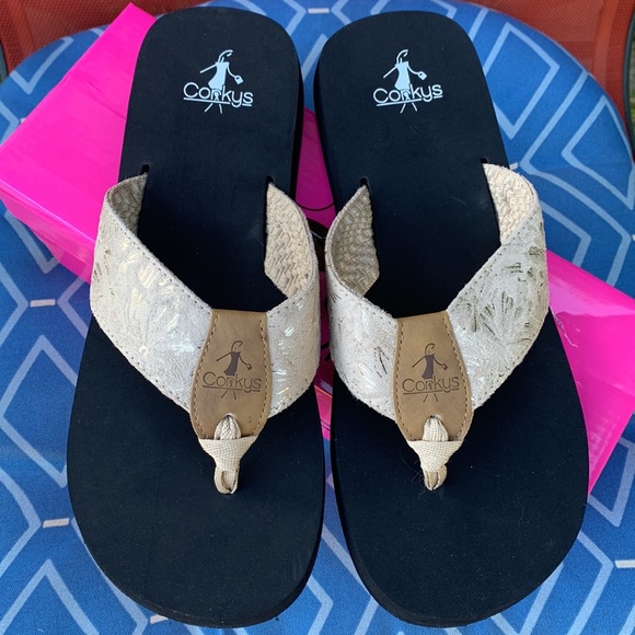 Corkys Shoes Corkys Shaded Flip Flop Gold Poshmark